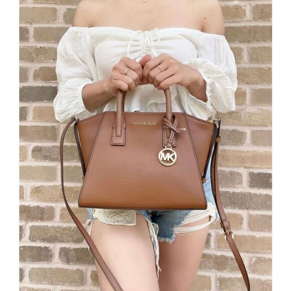 Michael Kors Avril Small Top Zip Satchel Crossbody MK Signature - Picture 3 of 16